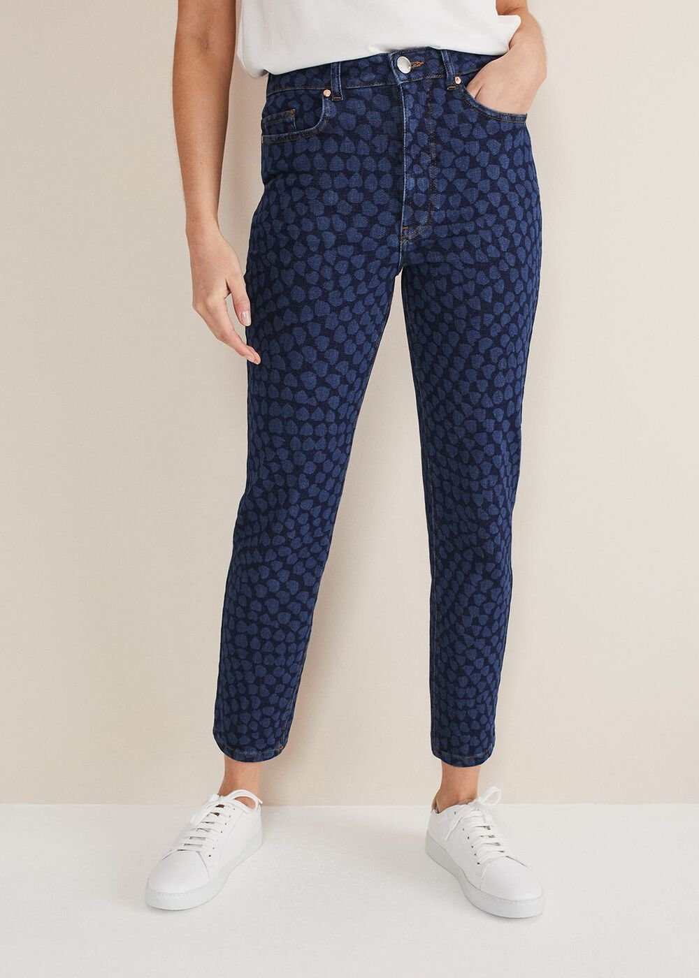 Petra Heart Straight Leg Jeans - Mid Blue