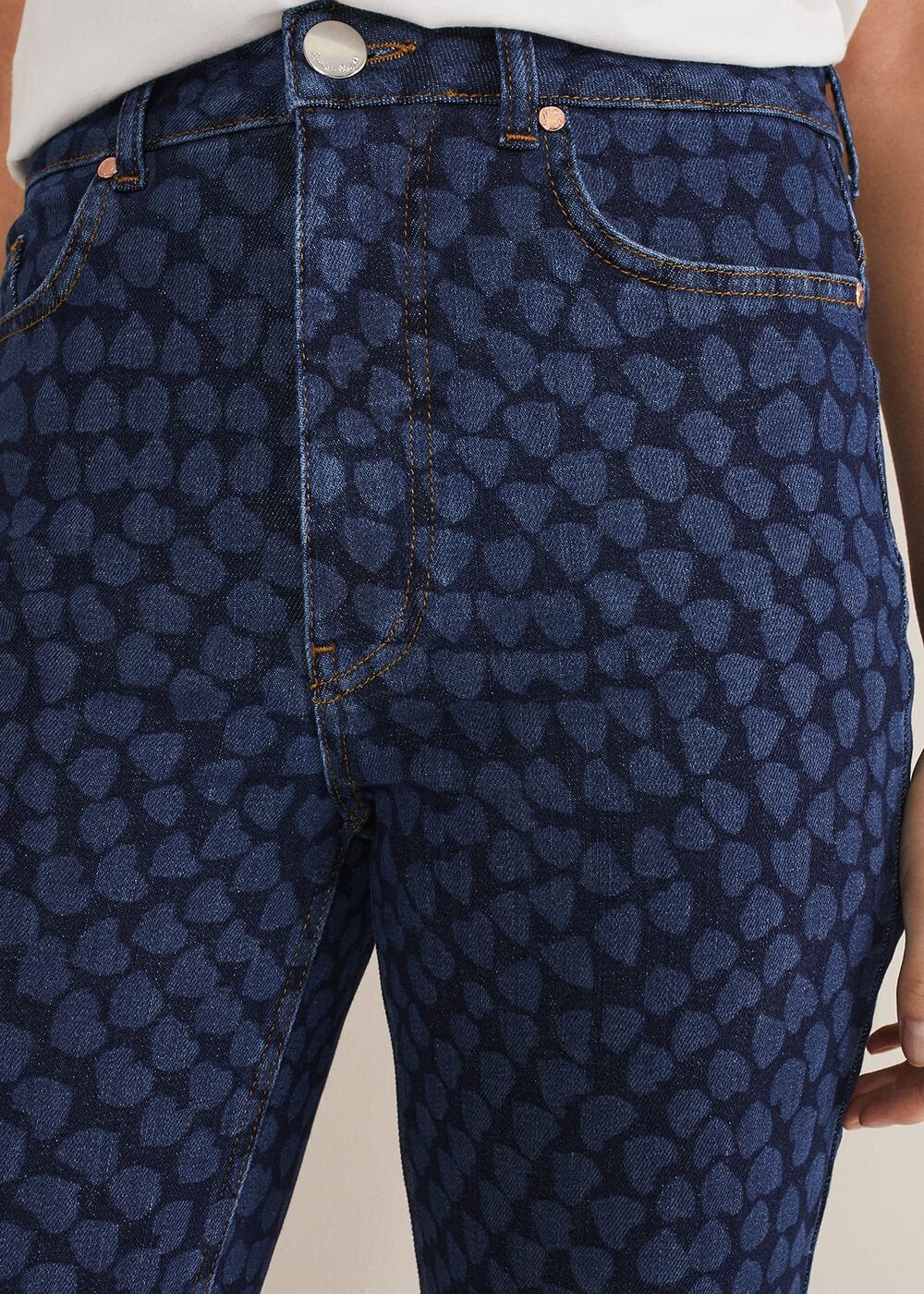 Petra Heart Straight Leg Jeans - Mid Blue