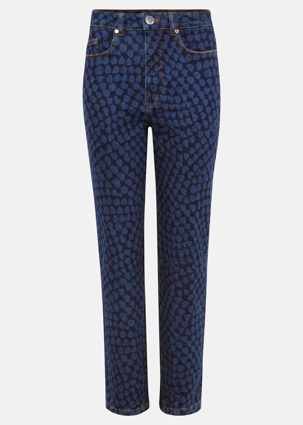 Petra Heart Straight Leg Jeans - Mid Blue
