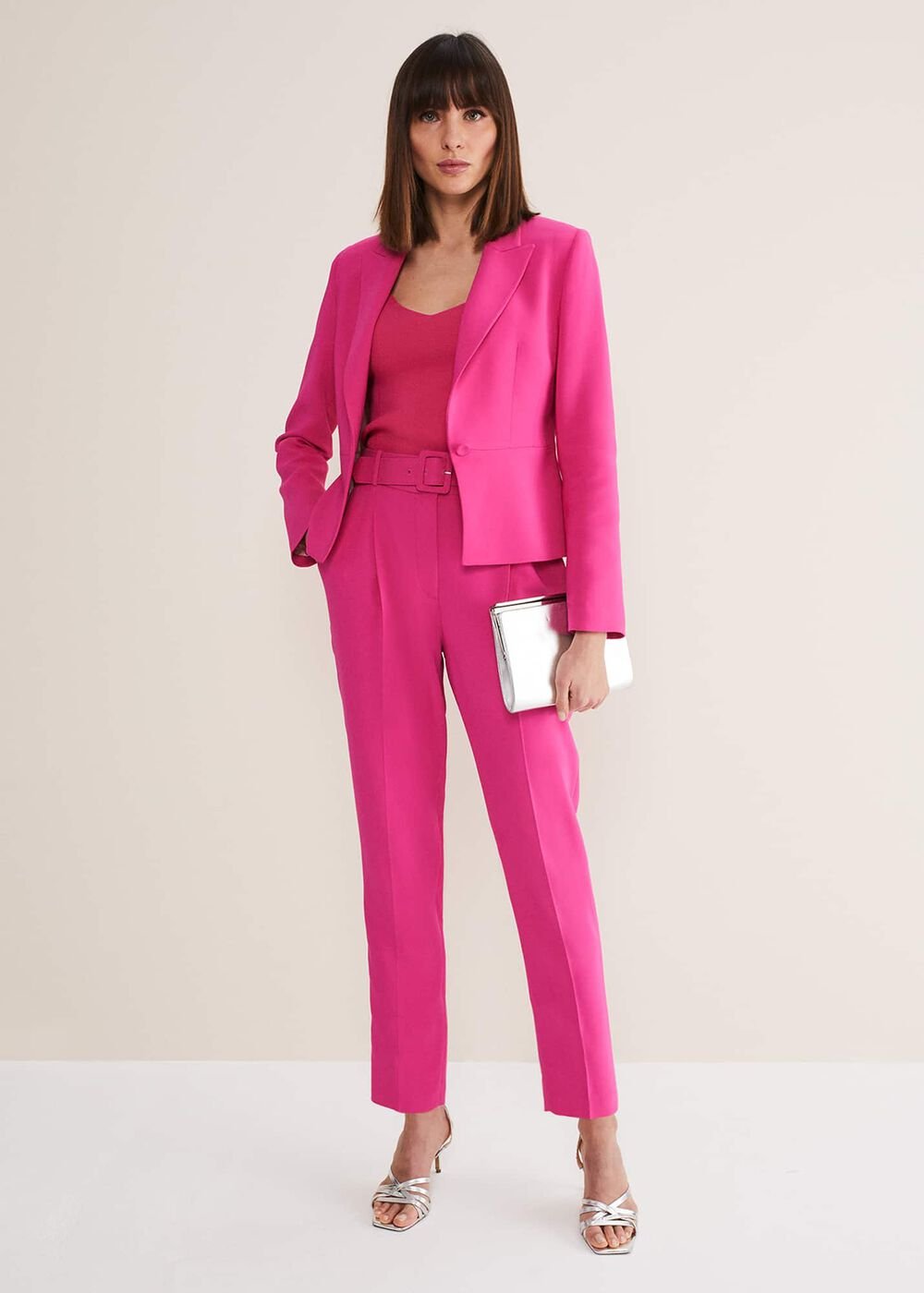 Adria Belted Cigarette Trousers - Hot Pink
