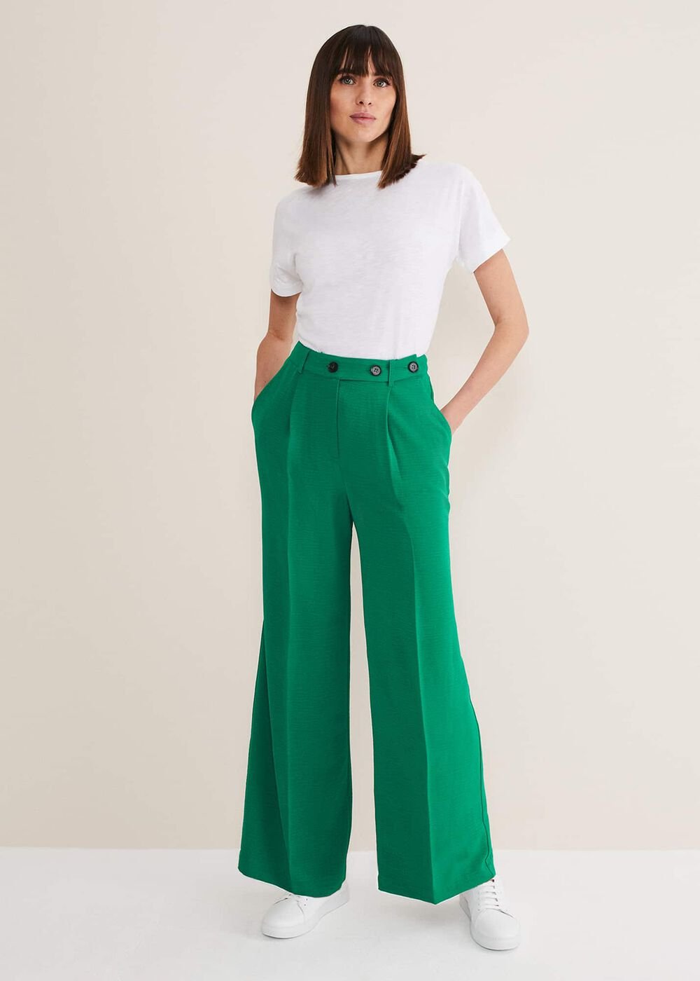 Opal Wide Leg Trousers - Green