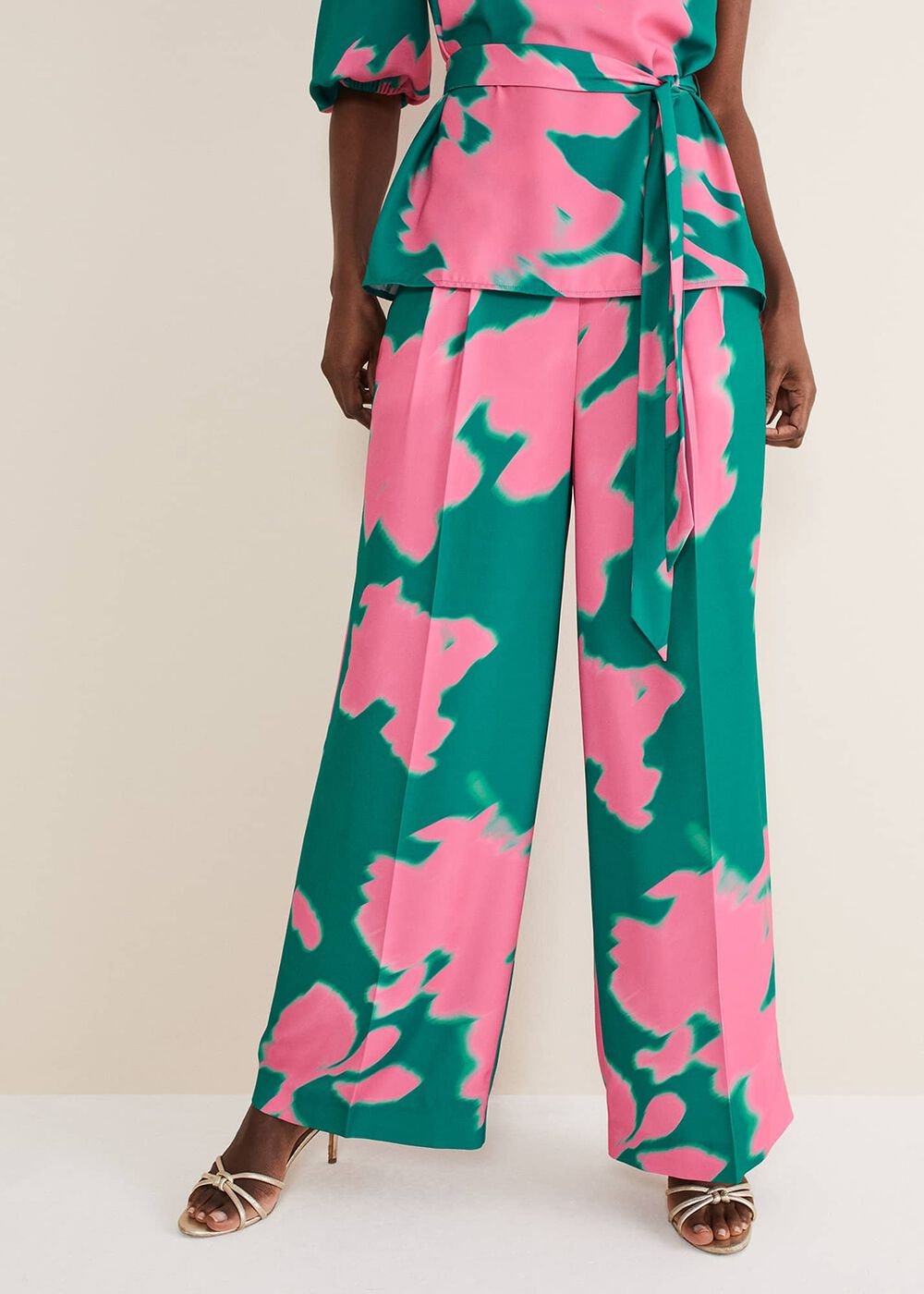 Madison Abstract Trousers Co-Ord - Green/Pink