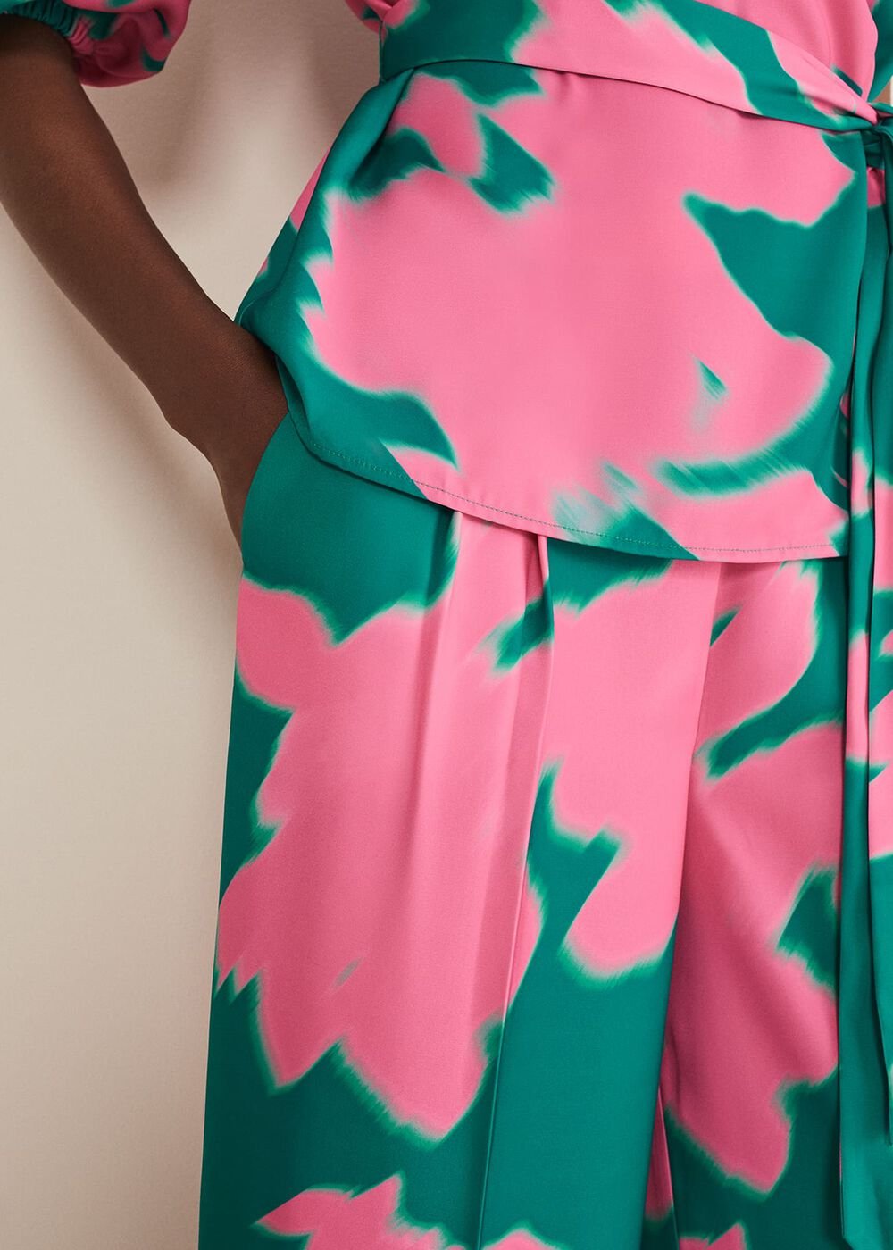 Madison Abstract Trousers Co-Ord - Green/Pink