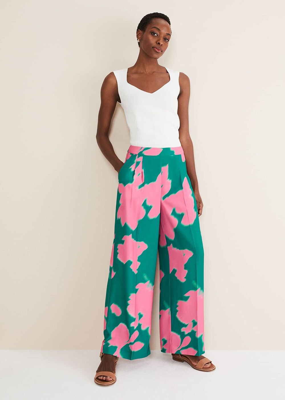 Madison Abstract Trousers Co-Ord - Green/Pink