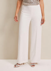 Beatriz Satin Wide Leg Bridal Trousers - Ivory