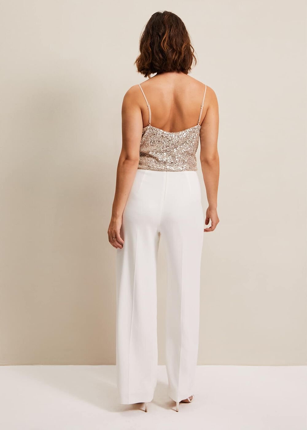 Beatriz Satin Wide Leg Bridal Trousers - Ivory