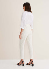 Ariella Pinstripe Straight Leg Trousers - Black/Ecru