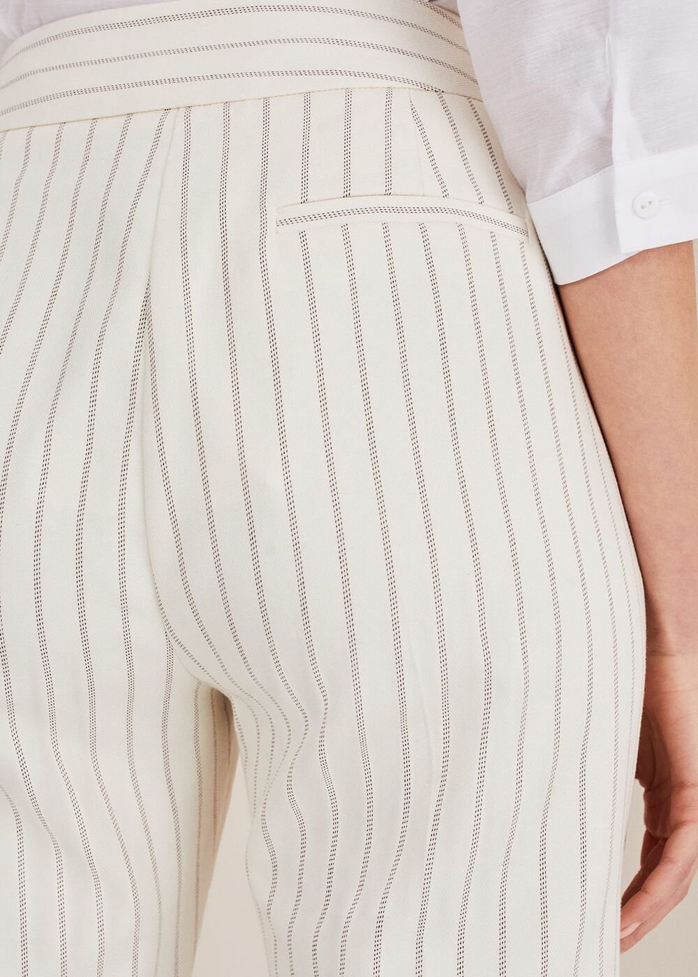 Ariella Pinstripe Straight Leg Trousers - Black/Ecru