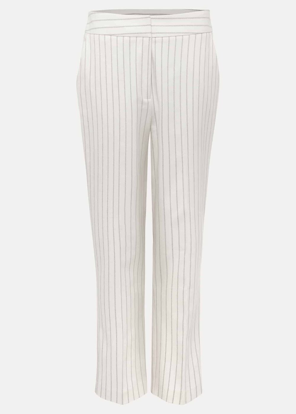 Ariella Pinstripe Straight Leg Trousers - Black/Ecru