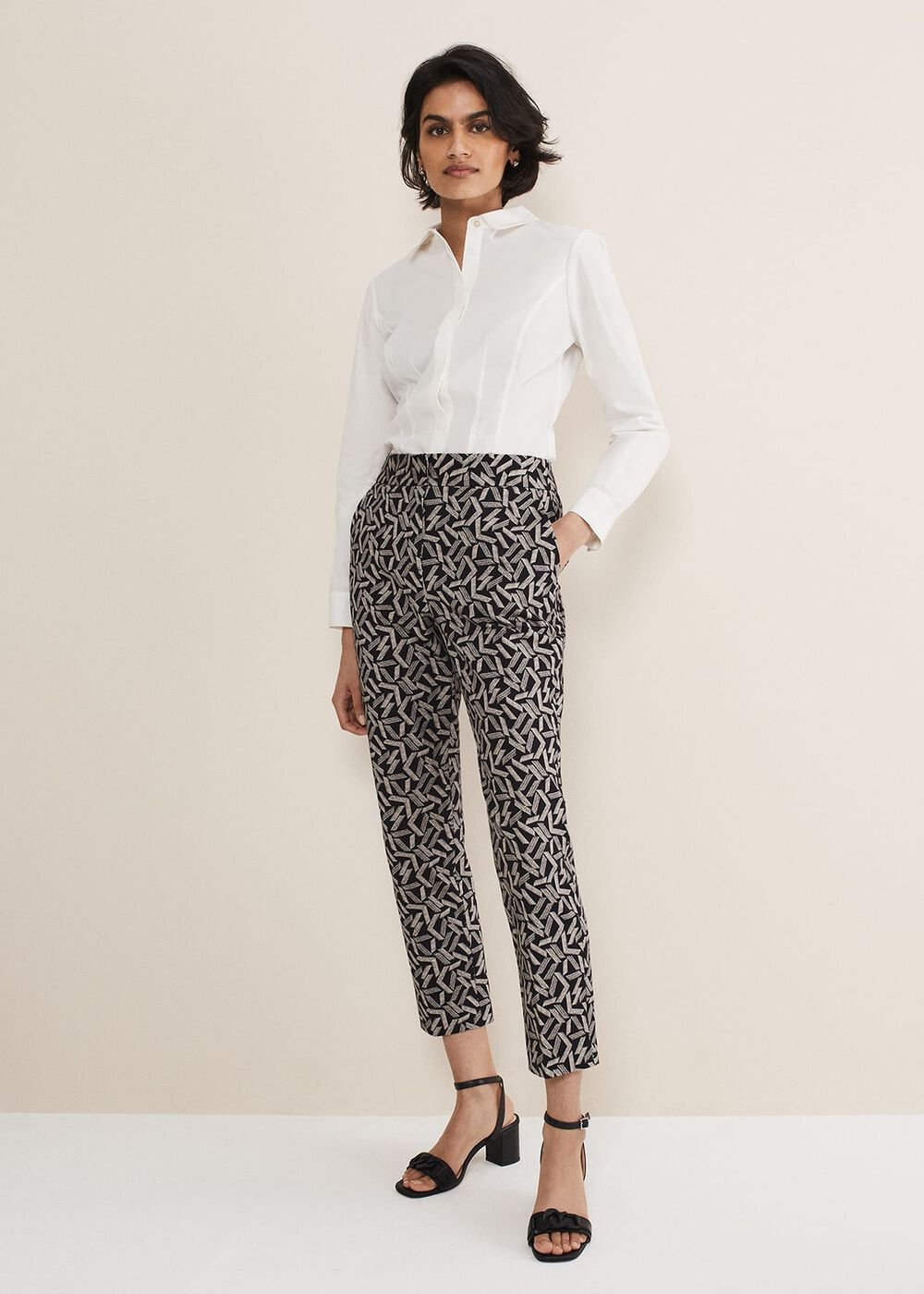 Fran Cigarette Trousers - Black/Stone
