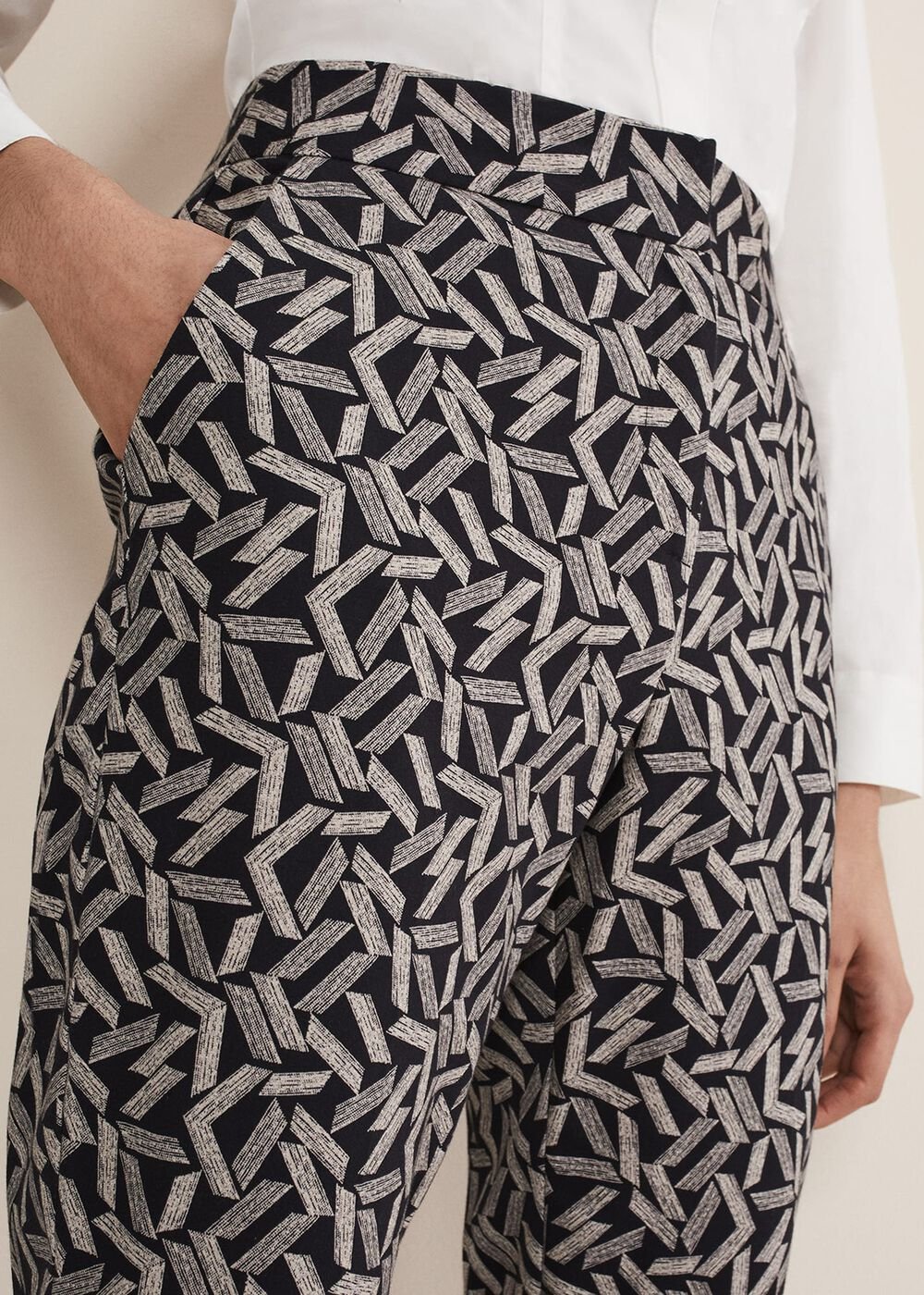 Fran Cigarette Trousers - Black/Stone