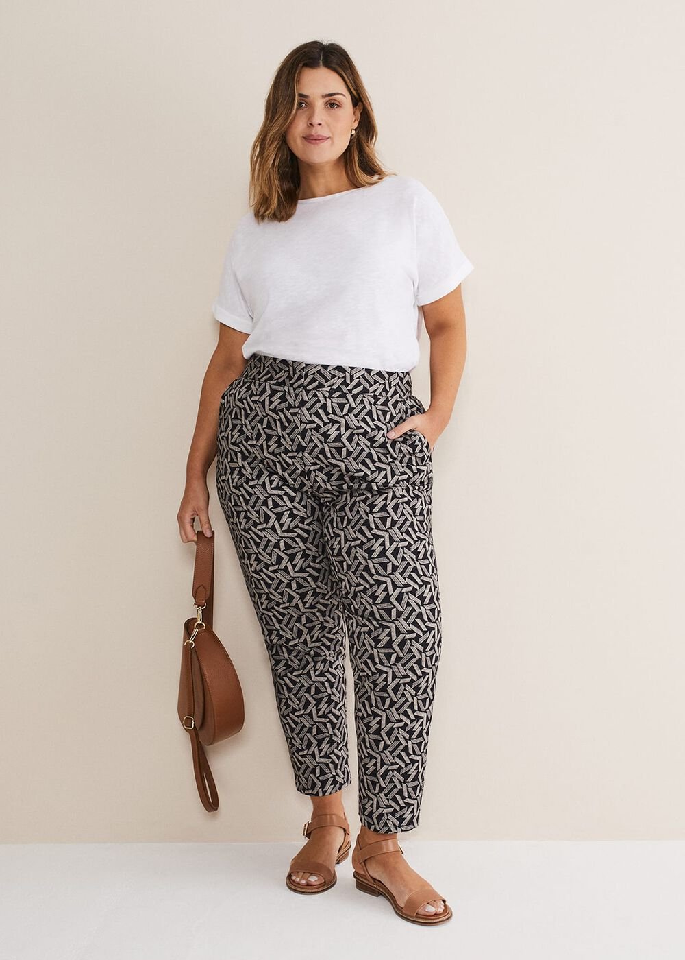 Fran Cigarette Trousers - Black/Stone
