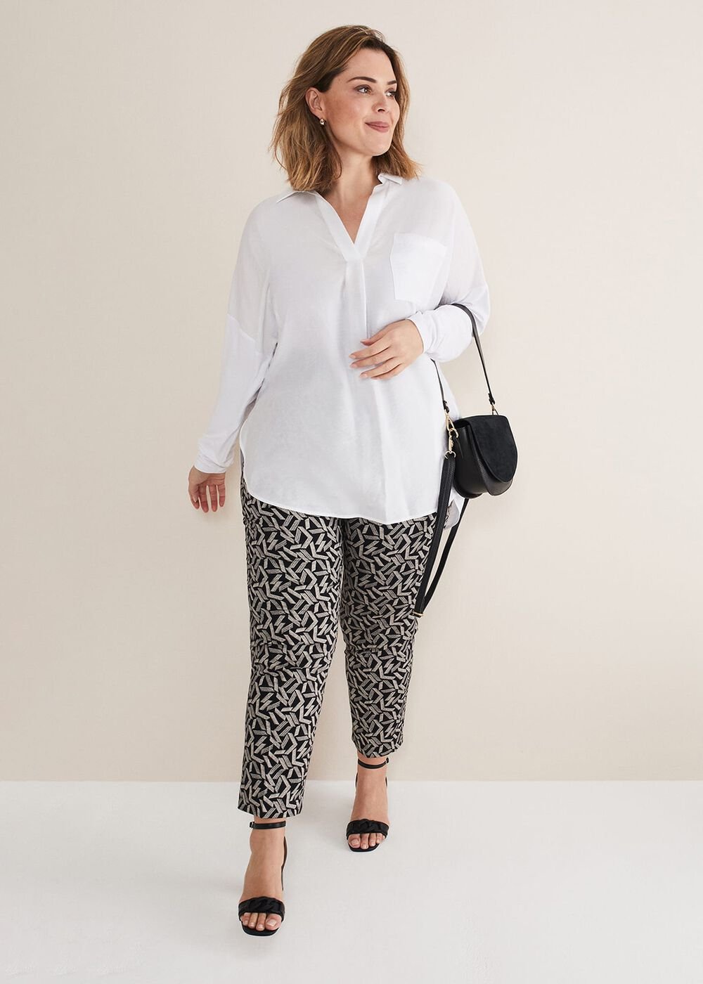 Fran Cigarette Trousers - Black/Stone