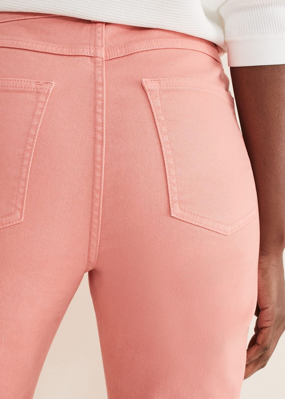 Karlie Button Through Straight Leg Jeans - Apricot