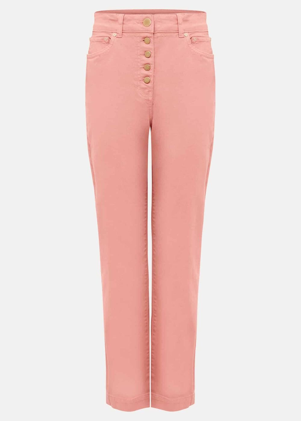 Karlie Button Through Straight Leg Jeans - Apricot