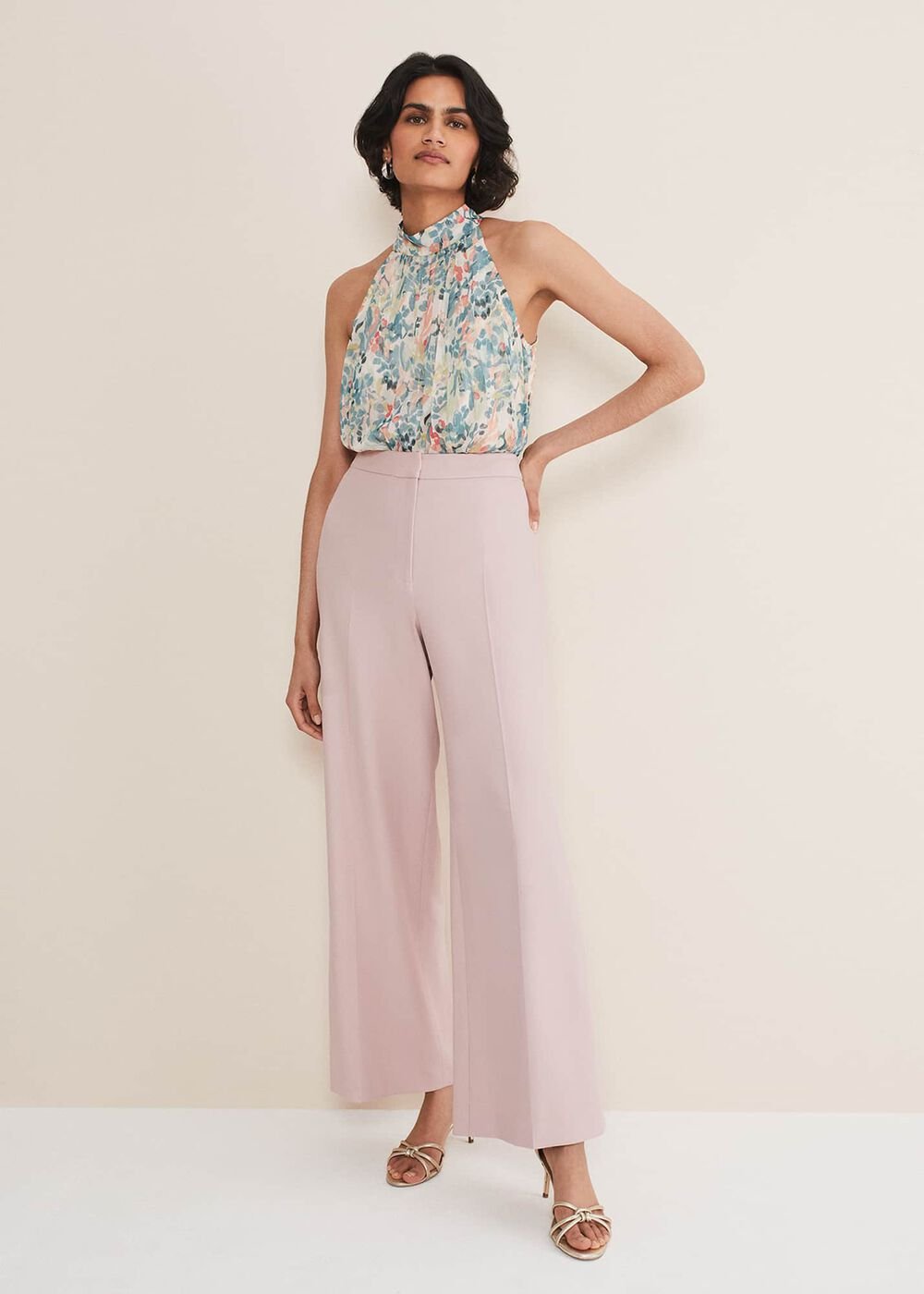 Celyn Wide Leg Trousers - Antique Rose