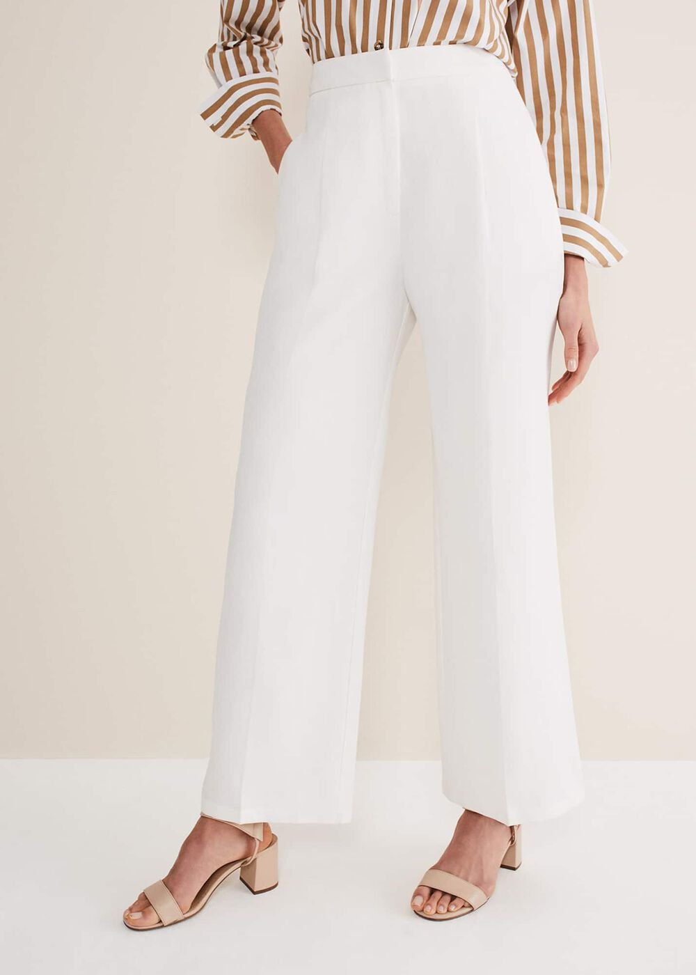 Bianca Wide Leg Suit Trousers - Ivory