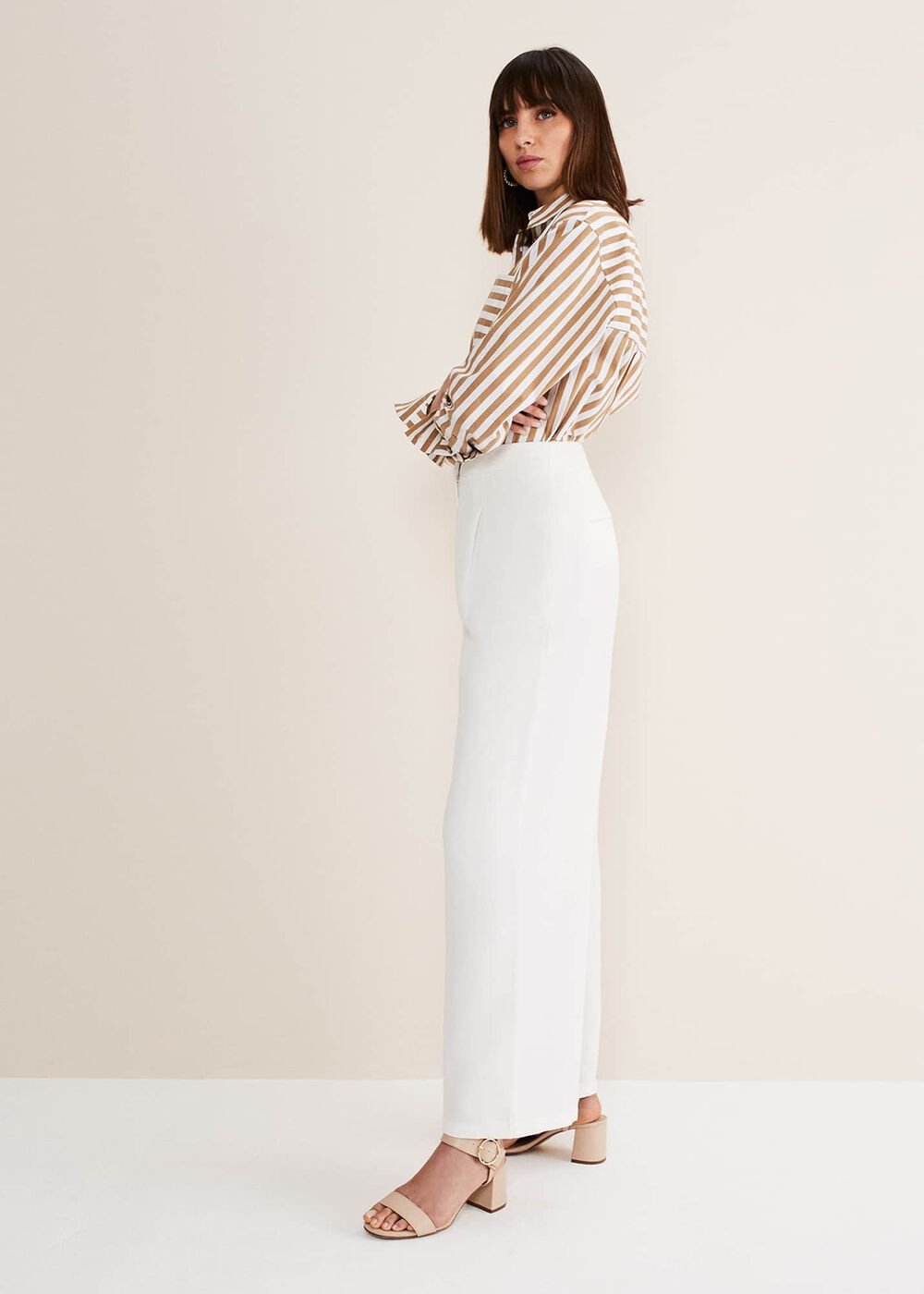 Bianca Wide Leg Suit Trousers - Ivory