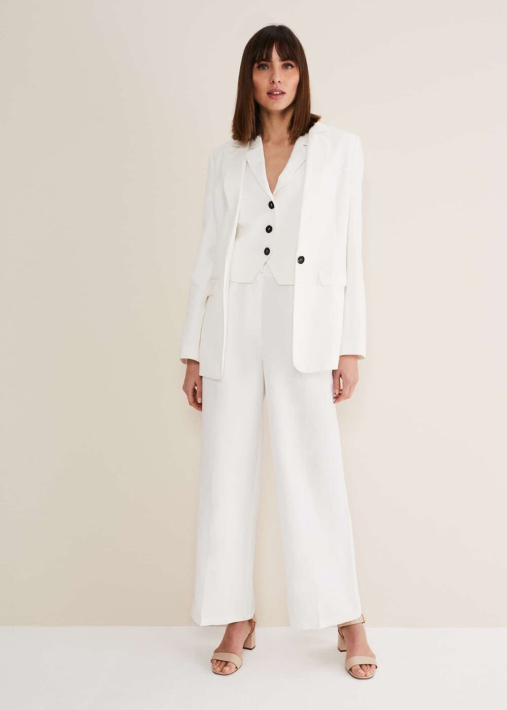 Bianca Wide Leg Suit Trousers - Ivory