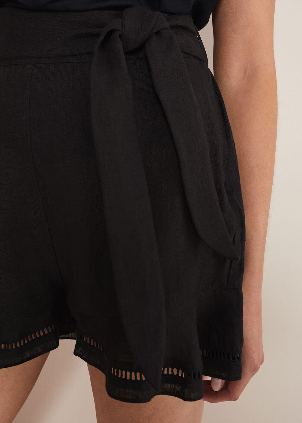 Allora Cut-Out Hem Shorts Co-Ord - Black