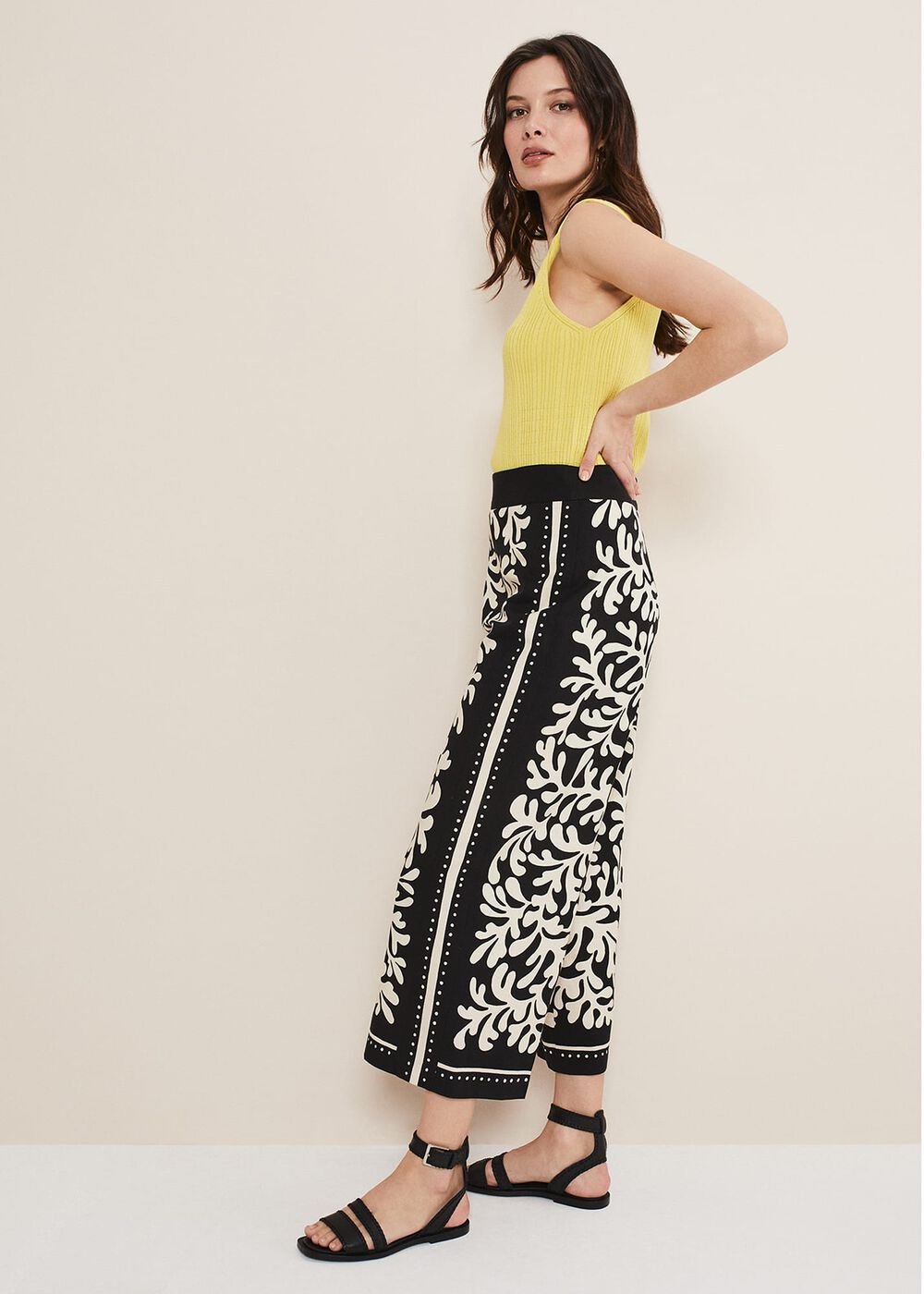 Nava Wide Leg Culottes - Black/Stone