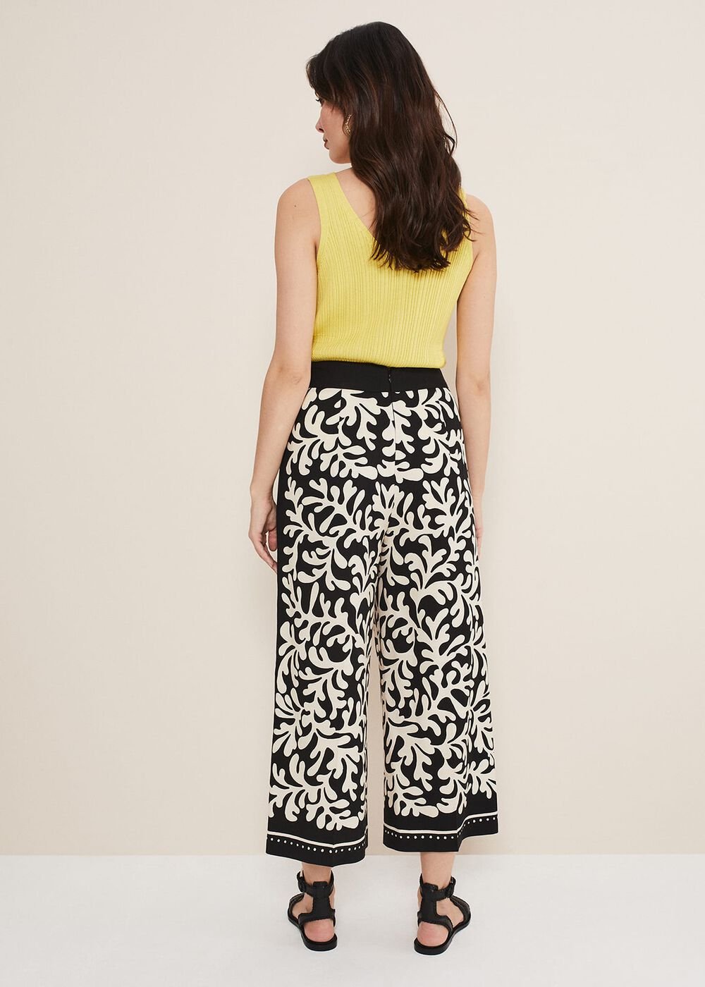 Nava Wide Leg Culottes - Black/Stone