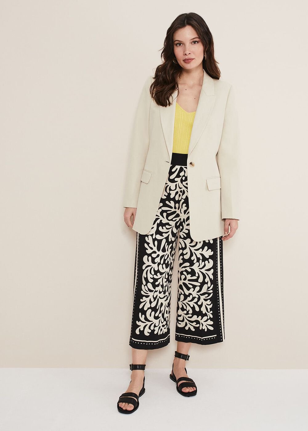 Nava Wide Leg Culottes - Black/Stone