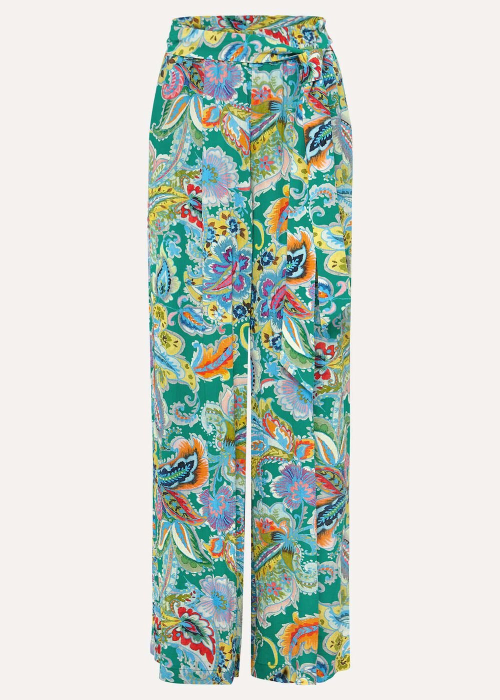 Paisley Wide Leg Trousers - Green Multi