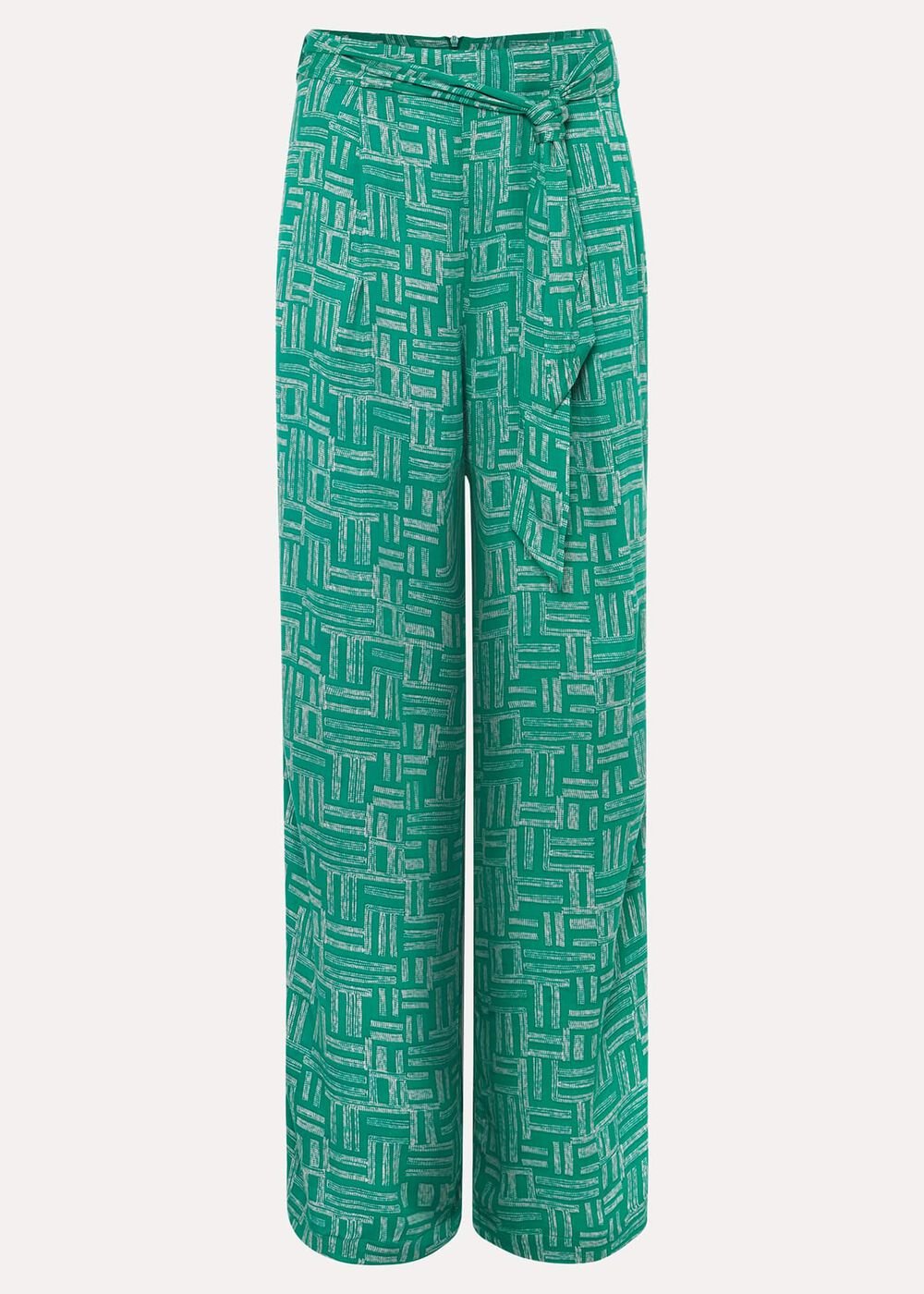 Hatty Wide Leg Trousers - Green/Stone