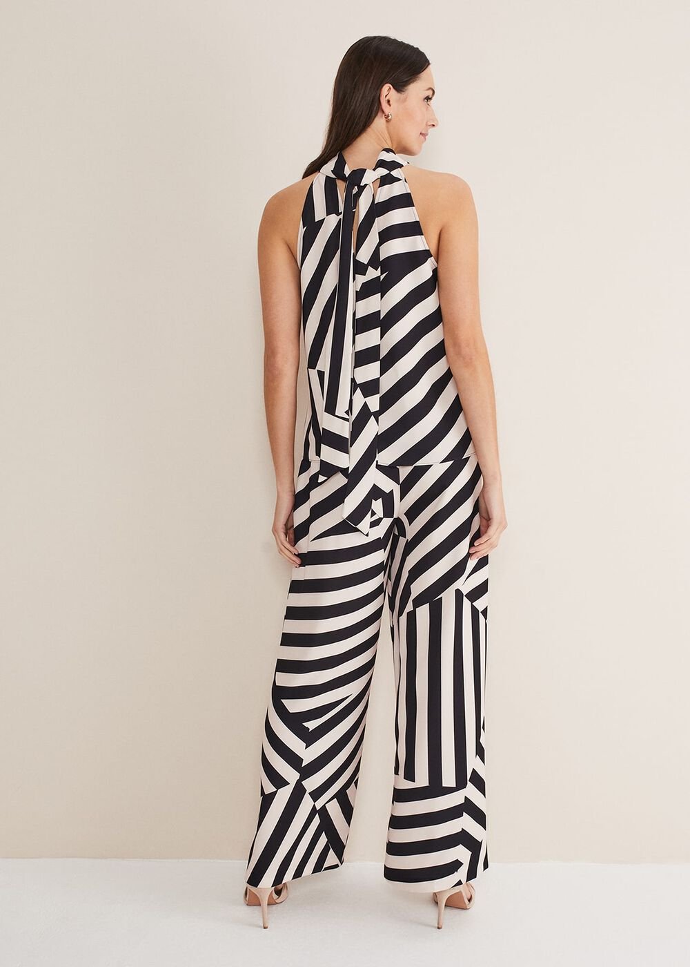 Phillis Striped Wide Leg Trousers - Black/Pink