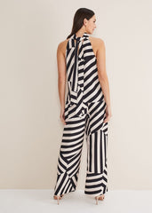 Phillis Striped Wide Leg Trousers - Black/Pink