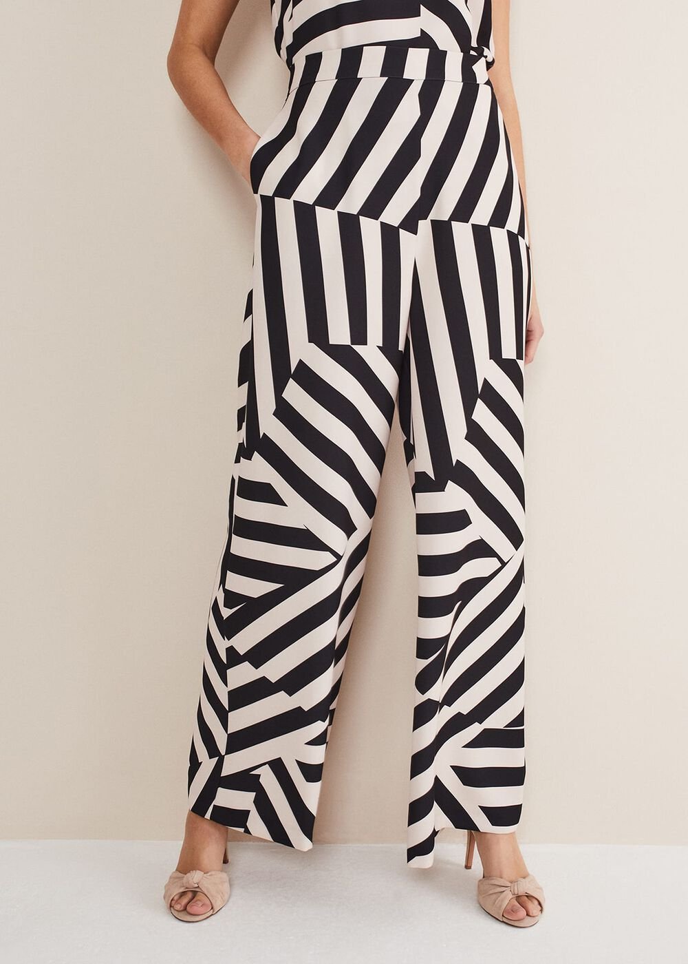 Phillis Striped Wide Leg Trousers - Black/Pink