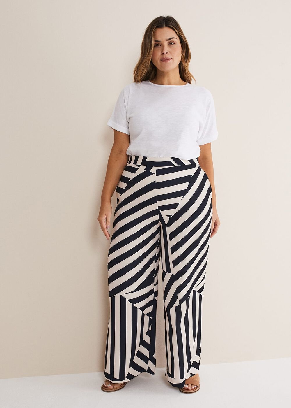 Phillis Striped Wide Leg Trousers - Black/Pink