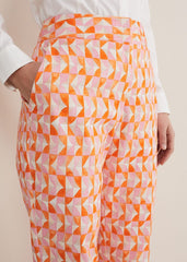Elysia Geo Cigarette Trousers - Pink/Orange