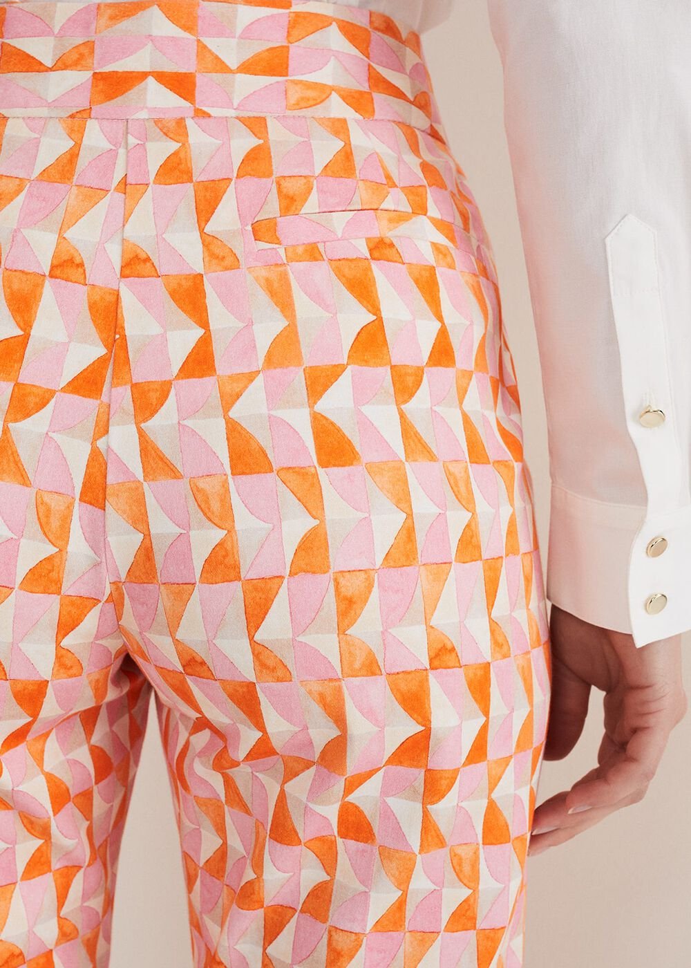 Elysia Geo Cigarette Trousers - Pink/Orange