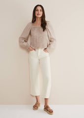 Fraya Wide Leg Jeans - Ecru