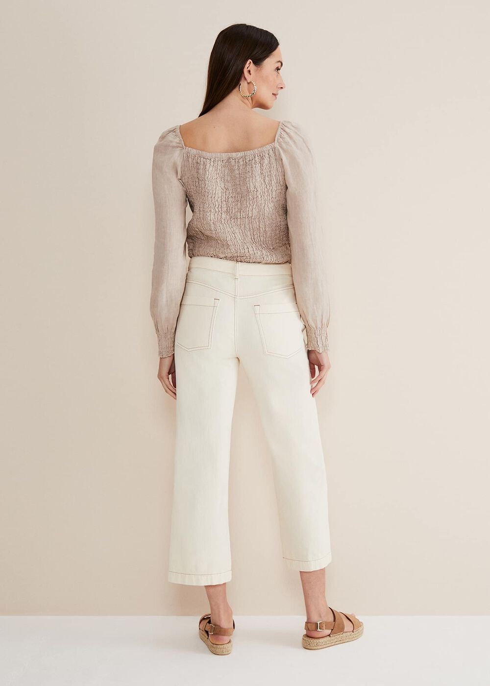 Fraya Wide Leg Jeans - Ecru