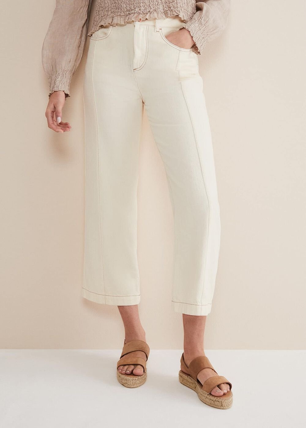 Fraya Wide Leg Jeans - Ecru