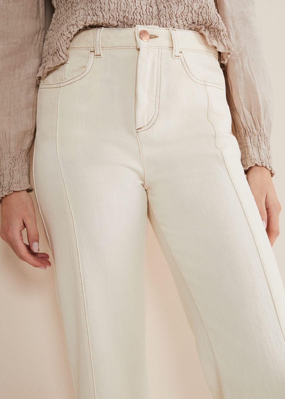 Fraya Wide Leg Jeans - Ecru