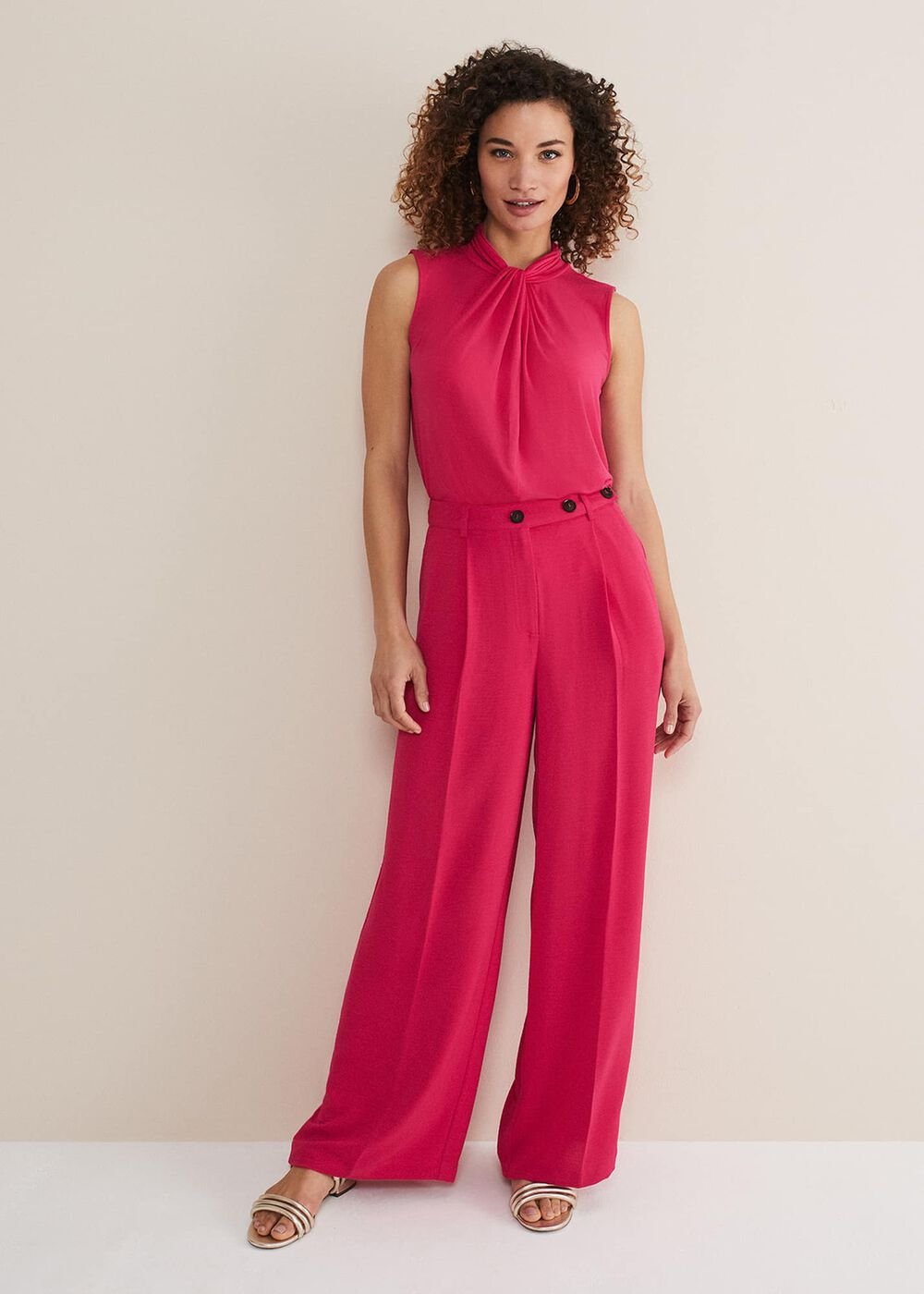 Opal Wide Leg Trousers - Raspberry