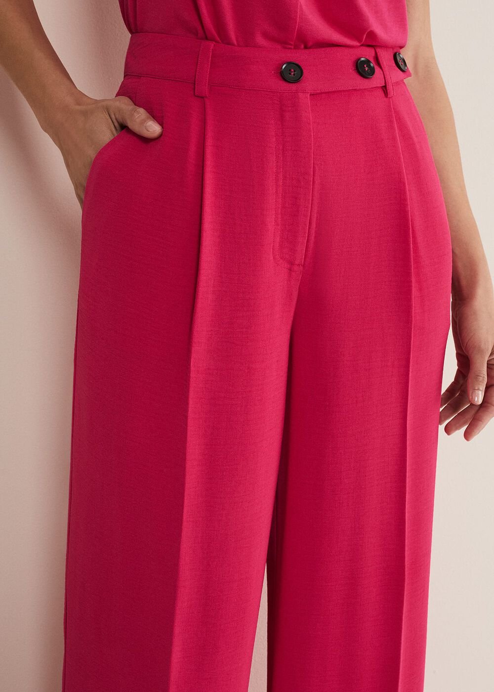Opal Wide Leg Trousers - Raspberry