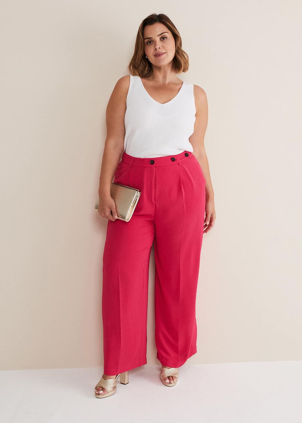 Opal Wide Leg Trousers - Raspberry
