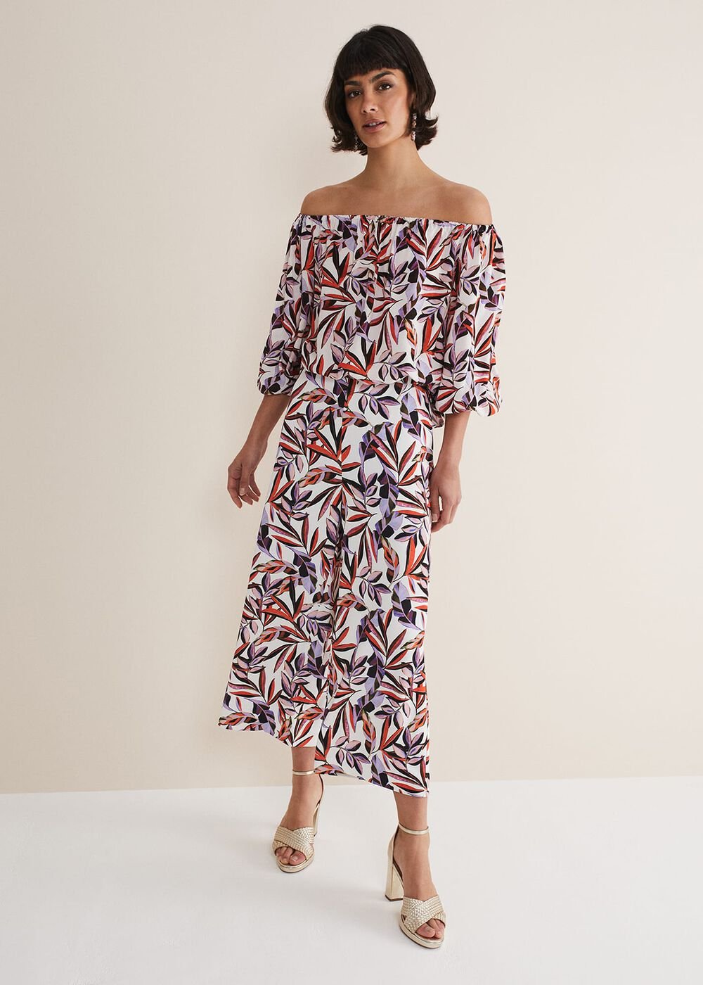 Lois Leaf Print Culottes - Multi-Coloured