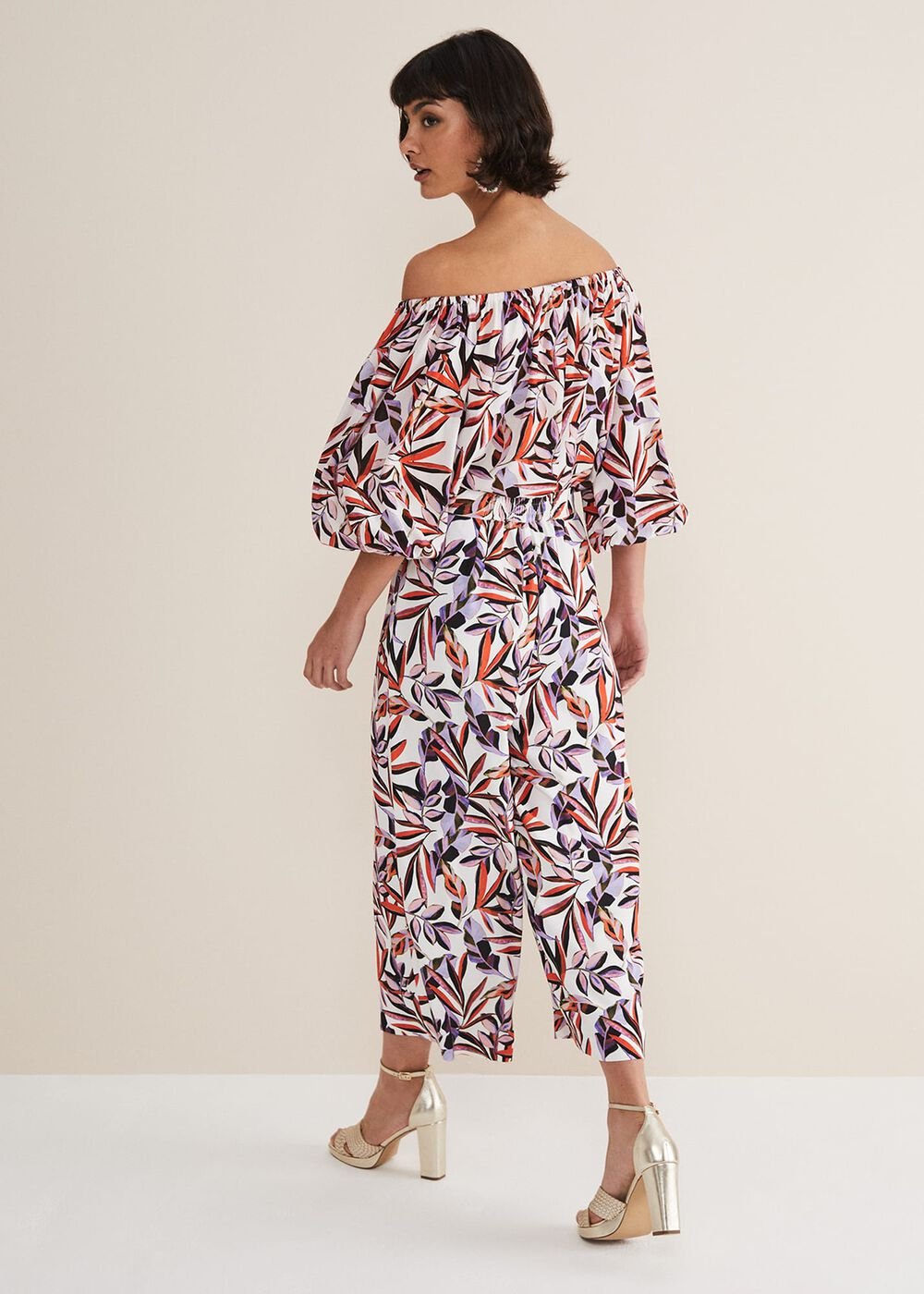 Lois Leaf Print Culottes - Multi-Coloured
