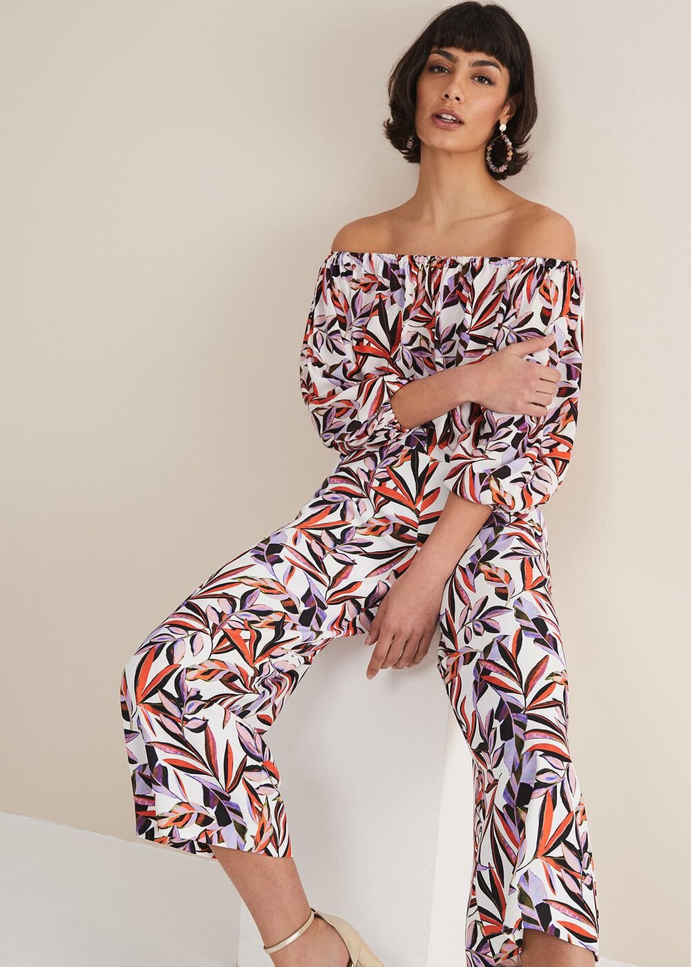 Lois Leaf Print Culottes - Multi-Coloured