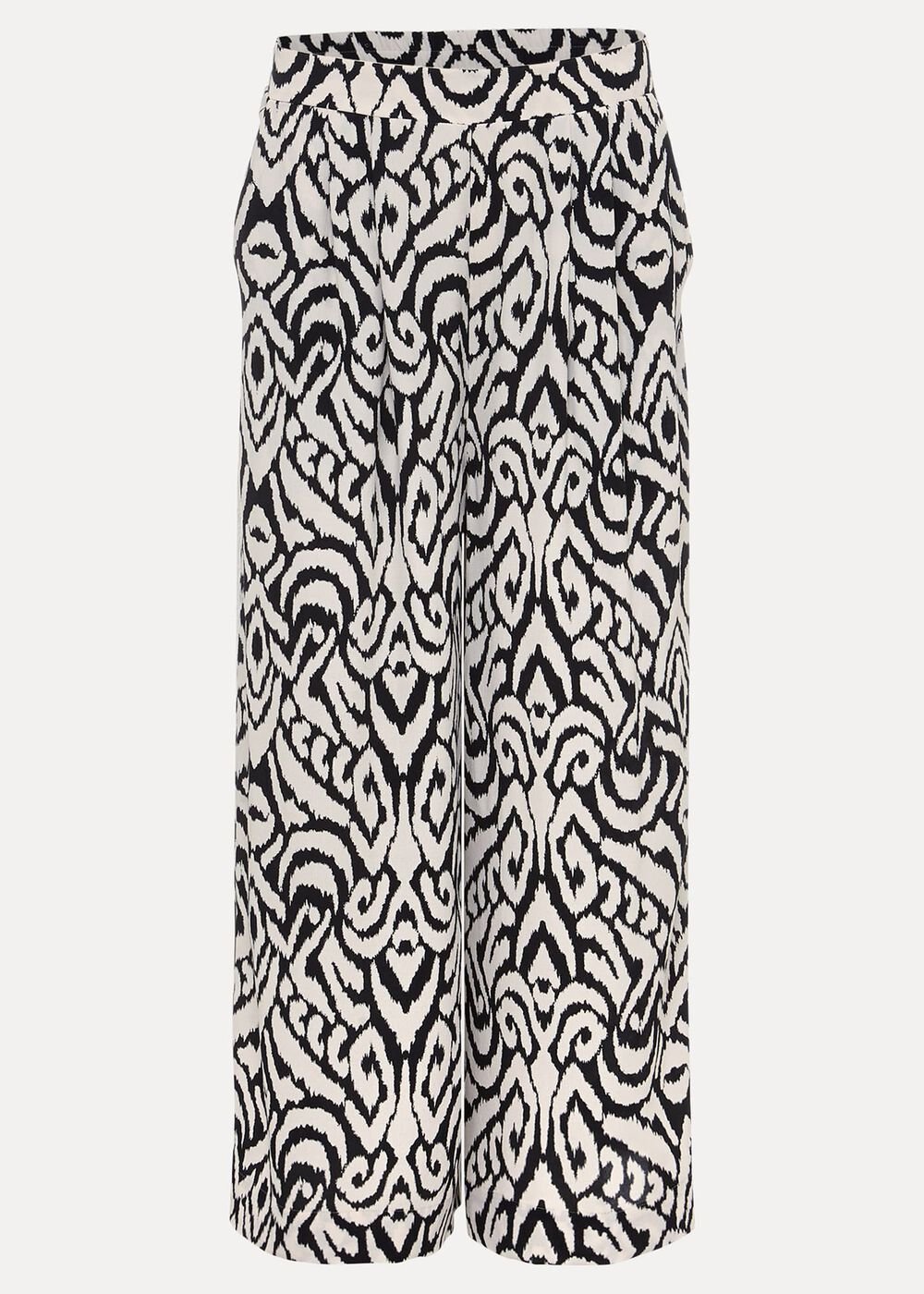 Malaya Printed Wide Leg Culottes - Black/Ivory