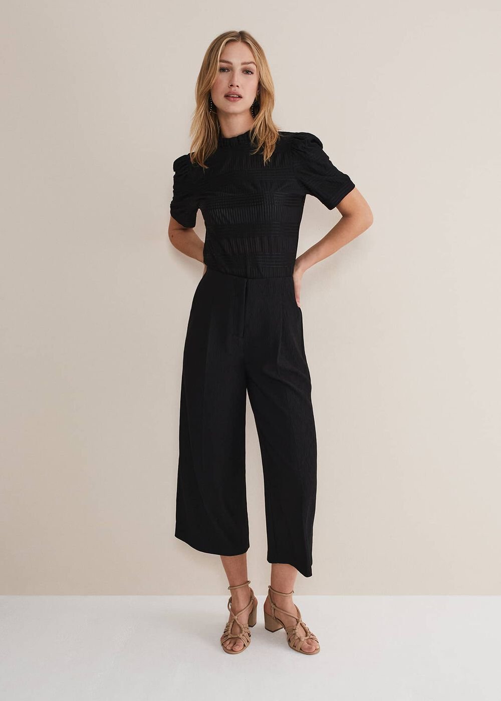 Audrea Black Wide Leg Culottes - Black
