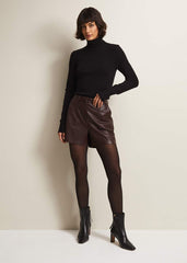 Hadley Faux Leather Shorts - Burgundy