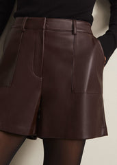 Hadley Faux Leather Shorts - Burgundy