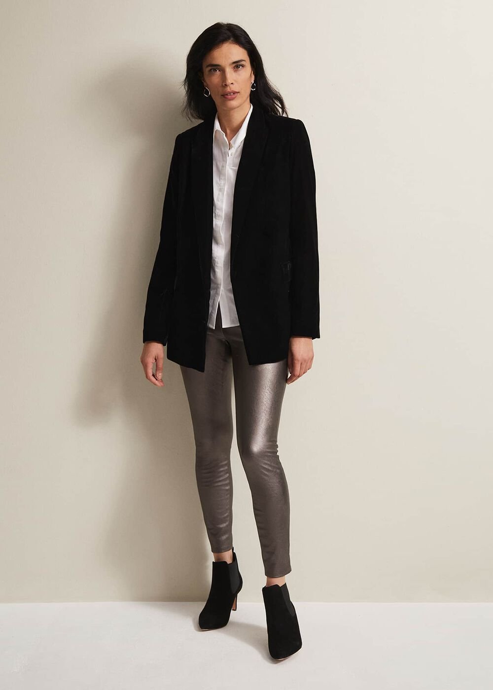 Amina Silver Faux Leather Jeggings - Silver